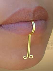 1pc Y2K Unique Handmade Lip Ring Lip Cuff, Faux Chin Jewel, No Piercing, Adjustable Fake Lip Ring Body Jewelry