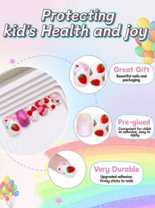 24pcs Kids Press-On Nails Girls Fashion False Nails Set, Kids Nails Artificial False Nails Patches Pre-Glued Full Coverage Short Acrylic Nails Suitable For 3-12 Years Old Kids Nails Great For Girls Birthday Gifts Kids Nail Art Decoration (Sweet Girly)