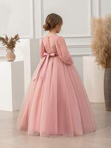 Tween Girl Tulle Elegant Flower Girl Party Dress Princess Gown, Suitable For Girl Wedding Party, Birthday, First Holy Communion, Important Occasions