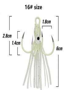2pcs Glow-In-The-Dark Silicone Octopus Soft Bait With 16#/18# Four-Prong Hooks, Fishing Accessories For Sea Fishing And Lure Fishing