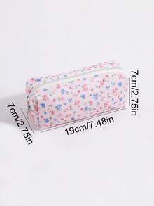 1 Stück Blumen Cord Stifttasche, verschiedene Blumenmuster, geeignet zum Aufbewahren von Schreibwaren, Büroorganisation und Dekoration, Campus Mode Schulmaterial, Geschenk für Freunde - Verschiedenfarbig - Übersicht 3