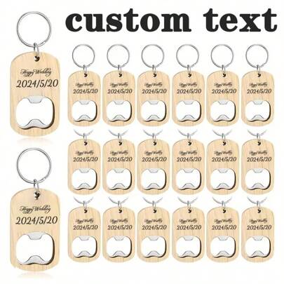 30pcs Customized Text Bottle Openers, Personalized Bottle Openers, Wooden Beer Bottle Openers, Gifts For Him, Wedding, Groomsmen, Father