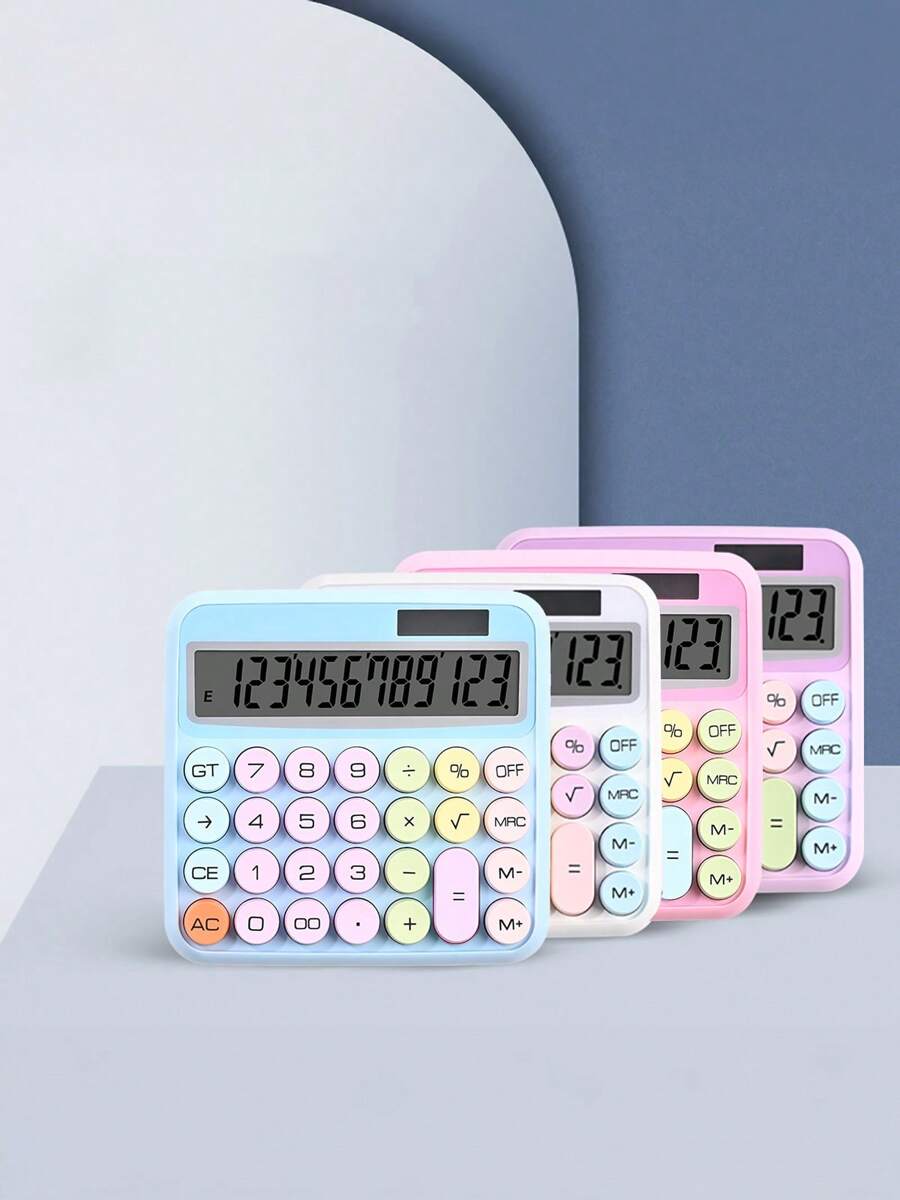 1pc Dual Power High Visibility Big Button Calculator, Financial Accounting Office Business & School Supplies Back To School