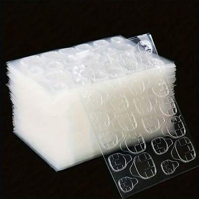 1200 miếng/50 tờ miếng dán móng gel, miếng dán móng thạch siêu mỏng, keo dán hai mặt, trong suốt, có thể tái sử dụng, dùng để trang trí nghệ thuật móng tay