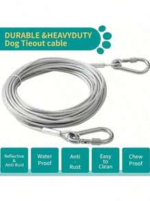 1pc 3 Meters/4.6m/9m/15m Stainless Steel Dog Leash, Anti-Bite Dog Traction Rope For Large/Medium/Small Dogs, Can Also Be Used As Outdoor Clothesline - Multicolor - View 13