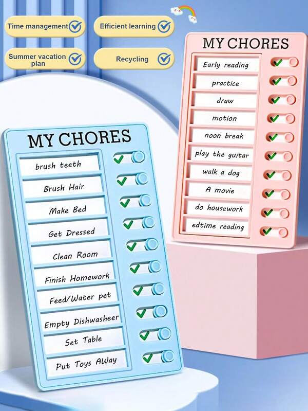 1pc/To Do List Board,Removable And Repeatable Portable Chore Chart Memo Board,DIY Message Family Travel Planning Reminder Form,Daily Work Plan Task List, Exercise Fitness, On Time To Complete The Task Notepad(Random Shipment Of New And Old Versions)