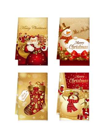 40*60cm Weihnachtshandtuch, Weihnachtsmann & Schneemann Muster Geschirrtuch Set, Feiertags Küchen Reinigungstuch, dekorativer Stoffhandtuch, geeignet für verschiedene Wohnbereiche, Weihnachts-Handtuch