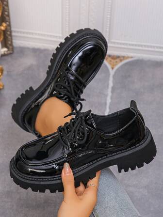 Mocasines de mujer con suela gruesa de estilo británico, zapatos versátiles de vestir tipo uniforme escolar JK, Mary Janes con plataforma de punta redonda y cordones, adecuados para estudiantes, vacaciones, verano