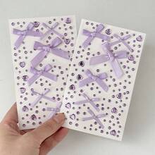 全新儿童卡通粘贴式雪纺蝴蝶结面料蝴蝶水钻装饰贴纸，可用于面部化妆和装饰明信片、卡片、书籍、学校用品、返校