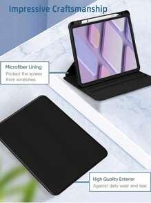 1 transparante, 360° draaibare beschermhoes van zwart acryl met penhouder, slaap-/waakfunctie, 3-voudige standaard en valbeveiliging. Compatibel met iPad Mini 6/Mini 7/9.7/10.2/10.5/Air 4/Air 5/10th/10.9/Pro 11"/Air 11(M2)/Air 13(M2)/Pro 11(M4)/Pro 13(M4) 2024 12.9"/iPad Air 13(M3 2025)/iPad Air 11-inch (M3) 2025/iPad (A16) 11 inch 11e generatie 2025