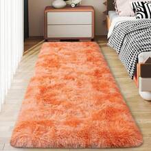 Soft Fluffy Shag Throw Area Rug, 2x4 Black, Non-Slip Bedroom, Hallways, Bedside, Dorm, Living Room - Long Shaggy Rug - Warna Oranye Tie-Dye - View 1