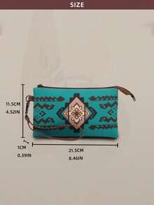 2pcs/Set Bohemian Vintage Women Handbag & Crossbody Shoulder Tote Bag With Wallet - Màu ngọc lam - Xem 3