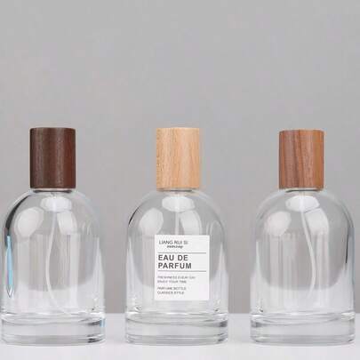 1pc Perfume Sub Bottled Portable 100ML Spray Bottle Perfume Bottle Empty Bottle Beech Walnut Cover, Super Capacity, Suitable For Travel, School, Work, Etc