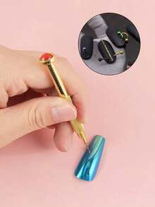 1pc (Random Color) Nail Art Hole Punch Tool, Alloy Nail Drill Bit, Nail Piercing Tool, Nail Art Accessory