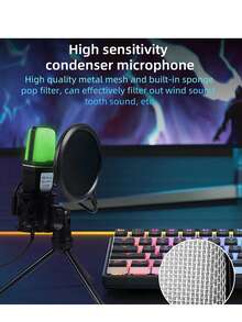 Micrófono condensador RGB para juegos eSports con conector USB - Blanco - Ver 8