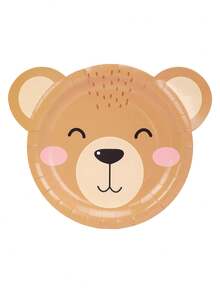 10pcs/20pcs/50pcs Brown Teddy Bear Paper Plates Fun Bear Shaped Birthday Cake Plates Dinner Food Snack Paper Plates Trays And Festive Dinnerware For Picnics Themed Celebrations With Friends And Family Babe Shower Birthday Decorations - Multicolor - View 12