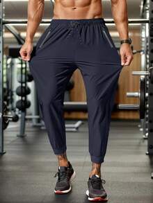 بنطلون رياضة لرجال كبار الحجم، بنطلون رياضي فضفاض عادي، سراويل واسعة جديدة للربيع رفيعة المظهر - أزرق بحري - مشاهدة 3
