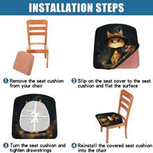 1/4/6/40 Stücke Halloween-Thema Kleine Katze im Hexenkostüm bedruckte abnehmbare Vollbezug Stretch Milchfaser Stoffstuhlbezüge, Restaurantstuhlbezüge - Quadratische Sitzkissen Bezüge für Restaurant, Küche, Esszimmer, Hotel Sitzbezüge, abnehmbare weiche Kissen Stuhlbezüge