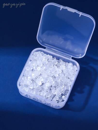 Around 300pcs Clear Silicone Cylindrical Ear Plugs For Women's Daily Wearing (With Box)