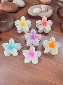 مشبك شعر 1 قطعة مزين بزهرة الفرانجيباني متعددة الألوان، مناسب للرحلات البحرية، الإطلالات اليومية، هدايا إكسسوارات الشعر، مشابك شعر أنيقة، أغراض المدرسة والجامعة، إكسسوارات الخريف والشتاء للإطلالات في العطلات للمرأة