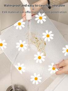 EVA材质清新雏菊山茶花图案防水抽屉内衬，多用途橱柜抽屉内衬适用于厨房、储物柜、冰箱、架子、内衬 - 白色 - 查看 8
