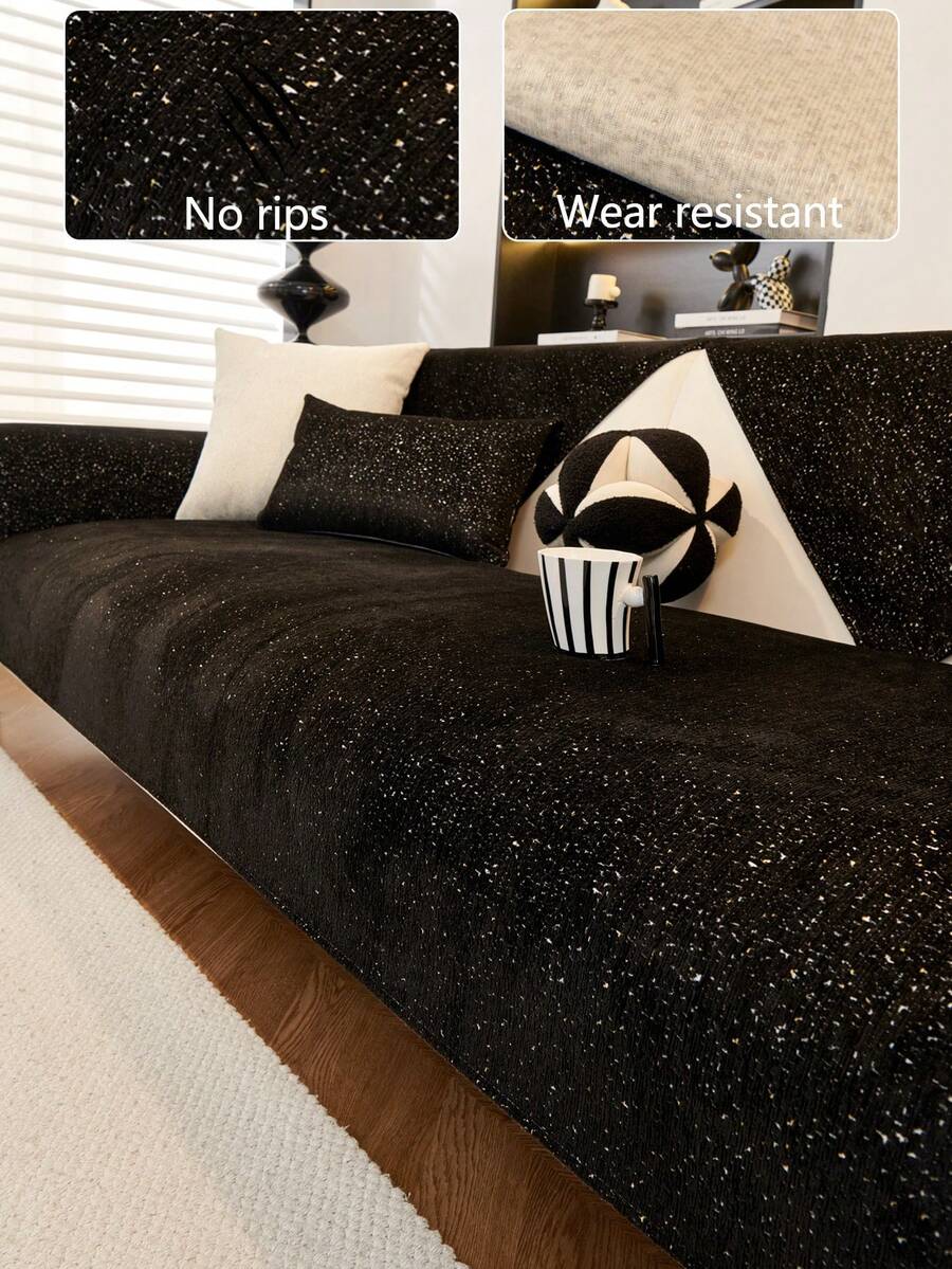 1 husă de pernă pentru canapea, pentru toate anotimpurile, modernă și minimalistă, antiderapantă pentru scaunul de canapea, rezistentă la praf și lavabilă, neagră, moale și la modă, potrivită pentru animale de companie, se potrivește canapelei în formă de L, dormitor, birou, sufragerie