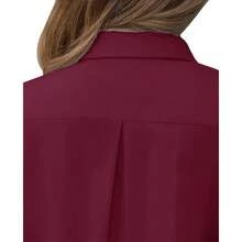 Siliteelon Short Sleeve Button Dress Shirts For Women Cotton Button Down Shirts For Women Slim Fit Blouse Top 3/4 Sleeve - 酒紅色 - 查看 5