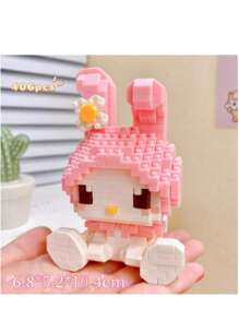 Sanrio 10cm 500 Pieces Sanrio Anime Hello Kitty, My Melody, Cinnamoroll, Kuromi Friends Building Block Gift, Pochacco, Pompompurin Mini Cartoon Character Assembly Toy Blocks, Birthday Gift, Room Decor