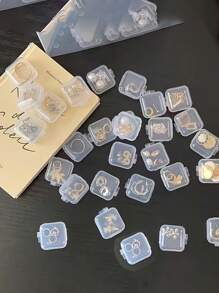 100/5pcs Transparent Jewelry Storage Box, Earplug Storage Box, Plastic Mini Storage Box, Portable Jewelry Box, Flip Cover Packaging Storage Box, Suitable For Small Items Storage, Portable Jewelry Storage Box