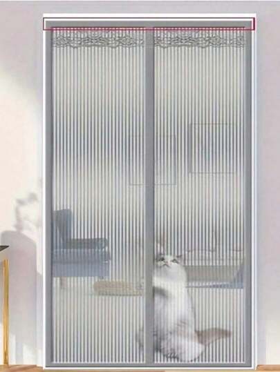 1PC Magnetic Mesh Screen Door - Multiple Sizes Self Sealing Mosquito Net Door Bedroom Door Courtyard Door Mesh Screen Silent Automatic Closing Magnetic Breathable Door Curtain No-Drill Striped Magnetic Screen Heavy Duty Retractable Mesh Door Net Closed Screen, Dog Screen Door