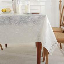 Heavy Duty Vinyl Tablecloth, Waterproof Oil-Resistant Plastic Tablecloth, Wipe Clean PVC Tablecloth, Suitable For Indoor And Outdoor Use, Rectangular - A-12 Pure White Flower - View 10