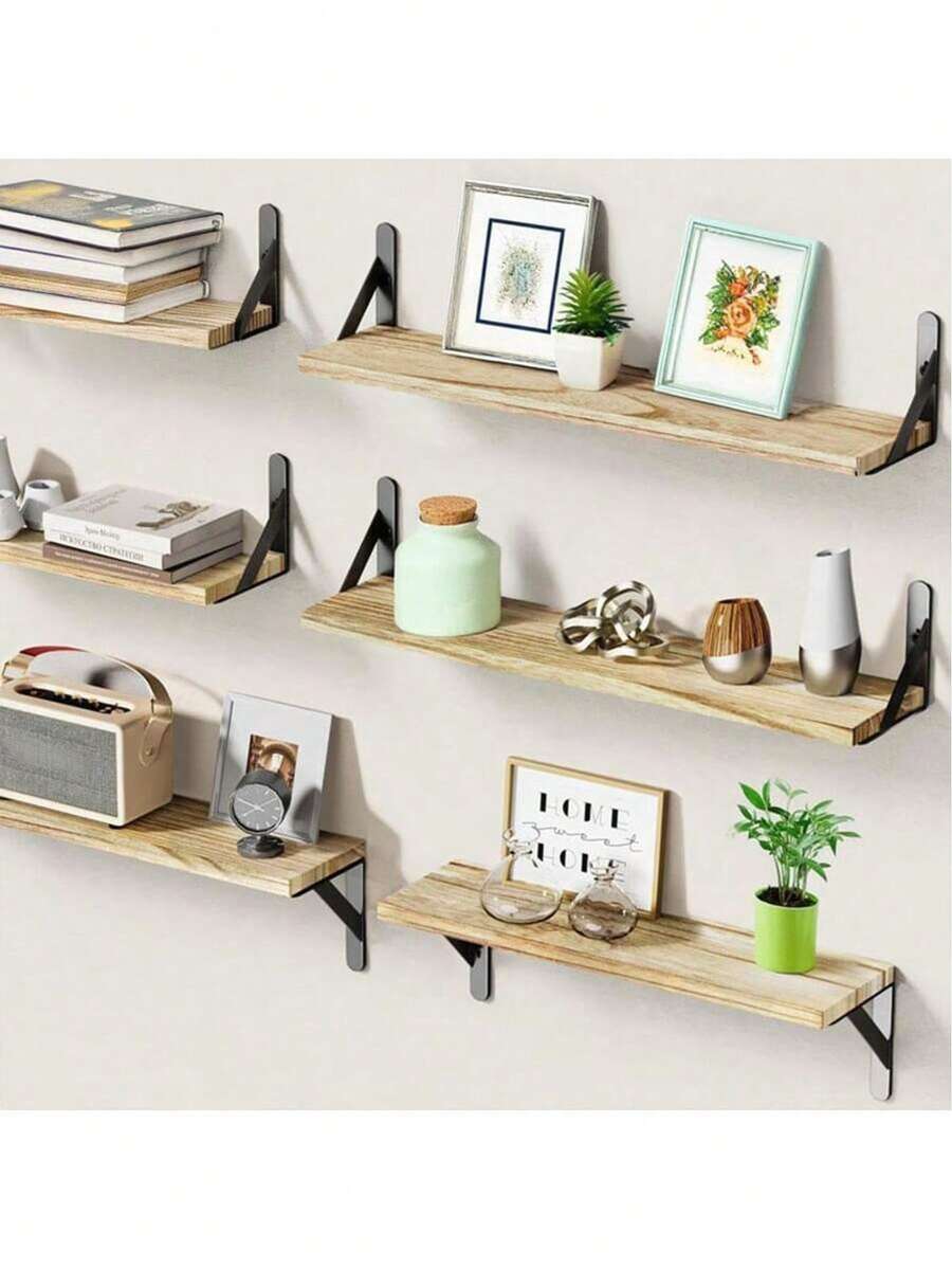 1 Peça Prateleira de Armazenamento de Parede, Estilo Rústico, Prateleira Flutuante de Madeira para Decoração de Parede, Armazenamento de Banheiro e Quarto, Estante de Livros da Sala de Estar