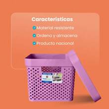 Kit Of 2 Modern Plastic Organizer Boxes With Lids - Lilac Purple - View 8