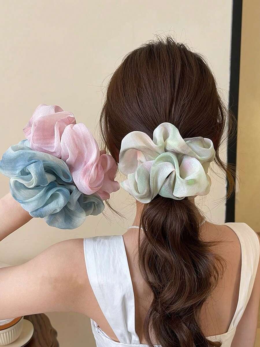 3条扎染发圈，柔软甜美，多功能发绳，可作发髻配饰，适合返校、洗脸、运动、居家美妆等场合，女士配饰礼品，马尾辫发饰，弹性发带