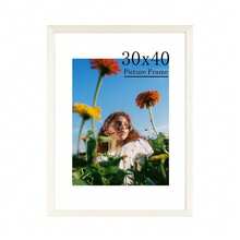 1pc White Solid Wood Photo Frame, Modern Home Decor, Suitable For 30*40cm A3 A4 Wall Hanging Poster Picture Frame