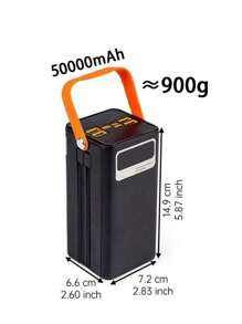 1 个 30000/50000/60000mAh 容量移动电源，双线缆，四输出，三输入，22W 快速充电，便携式手持电源，初始电压显示可能不准确，但会在 2 次充电/放电循环后恢复正常，适用于户外露营、LED 灯、毕业礼物、单身派对礼物、伴娘礼物、父亲节礼物、新娘送礼会礼物、婚礼宾客礼物、生日派对装饰、婚礼用品