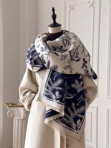 1 Stück eleganter Pflanzenmuster Jacquard Warm Schal, Boho-Stil, geeignet für klimatisierte Räume, vielseitiger Modeschal für Herbst/Winter Damen Winterschals für Kleider - Verschiedenfarbig - Übersicht 10