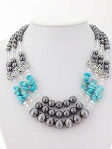 1pc Personalized Creative Exaggerated Western Country Style Imitation Beaded Multi-Layer Necklace - Necklace - View 8
