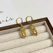 A Pair Of Elegant Purple Leaf Earrings, Versatile High-End Temperament Earrings, High-Quality Women's Jewelry, Suitable For Daily Commuting And Gatherings - Ideal Gift - 金色 - 查看 5