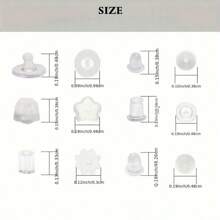 6 种款式硅胶耳环背扣、600 个透明软耳环背扣、塑料橡胶耳环背扣、鱼钩耳环圈替换套件 - 彩色 - 查看 7