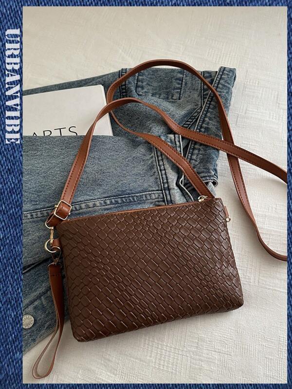 Nueva bolsa de mano de mujer tejida de PU para primavera/verano, bolso versátil de hombro/cruzado, bolso cuadrado pequeño y único