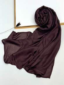 1件加大码柔软透气纯色包边头巾，莫代尔面料，适合搭配连衣裙