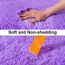 Soft Fluffy Shag Throw Area Rug, 2x4 Black, Non-Slip Bedroom, Hallways, Bedside, Dorm, Living Room - Long Shaggy Rug - 紫色 - 查看 5