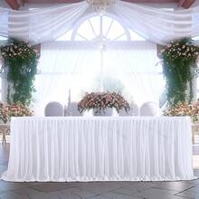 1pc Polyester Ruffled Table Skirt, Suitable For 48/72/96/108/168 Inch Rectangular Tables, Wrinkle-Resistant And Easy To Clean, Ruffle Hem Design, Ideal For Birthday, Party, Wedding, Bridal Shower, Celebration Decor - Multicolor - View 9