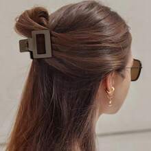 4Pcs Matte Hair Clips For Women And Girls - Rectangle And Double Row Small Claw Clips For Thin/Medium Fine Hair - Nonslip Jaw Clips (Beige, Khaki, Brown, Black)