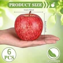1/6pcs Fake Fruit Artificial Apples, Decorative Fruit Lifelike Faux Apples Realistic Fruits Apple Decorations For Kitchen, Realistic Fake Fruits Party Props Home Decor,Fake Plants