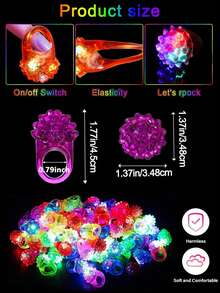 18 piezas Anillos acrílicos luminosos - Juguetes regalo con luces LED intermitentes que brillan en la oscuridad para bodas, fiestas, clubes nocturnos, conciertos y eventos (Nota: Surtido aleatorio) - colores mezclados - Ver 3