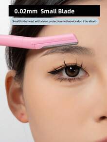 Bộ 4 dao cạo lông mày chuyên nghiệp, bộ tỉa lông mày chống trầy xước dành cho người mới bắt đầu, dụng cụ làm đẹp dành cho cả nam và nữ - Hồng - Xem 3