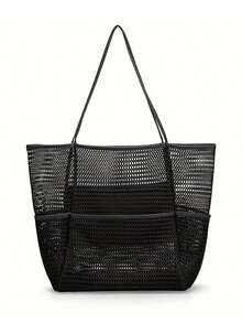 1pc Waterproof Mesh Travel Beach Bag, Multi-Pocket Portable Swim Pool Clothes Organizer Tote - Multicolor - View 15