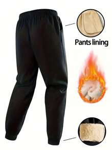 男士冬季加厚保暖休闲长裤，适合寒冷天气下的户外活动，是冬季散步等活动的理想之选，抓绒面料。 - 黑色 - 查看 6